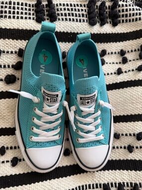 Converse Teal Knit Low Top Sneakers